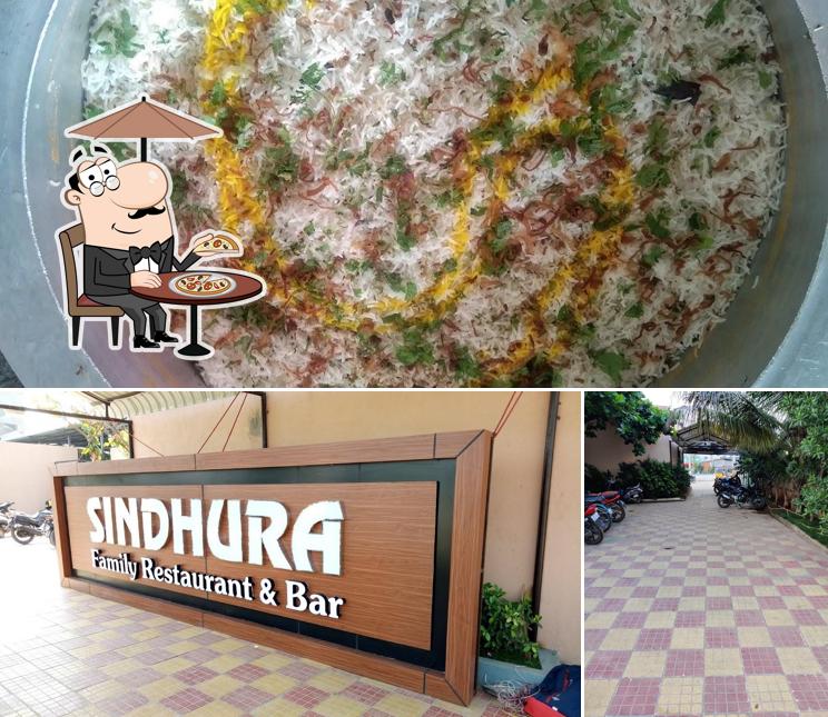 The restaurant's exterior and food