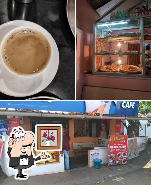 The image of Ganesh Cafe’s interior and beverage