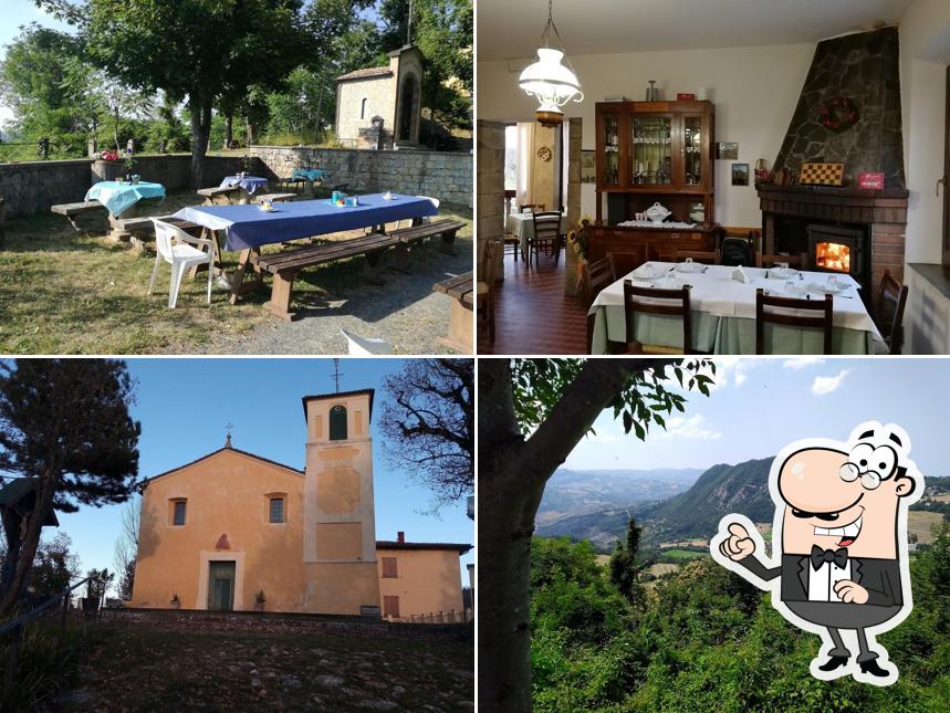 Tra le diverse cose da Osteria del Santuario si possono trovare la interni e esterno