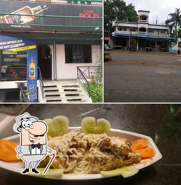 This is the image showing exterior and food at Hotel Poonam Bar & Family Restaurant
