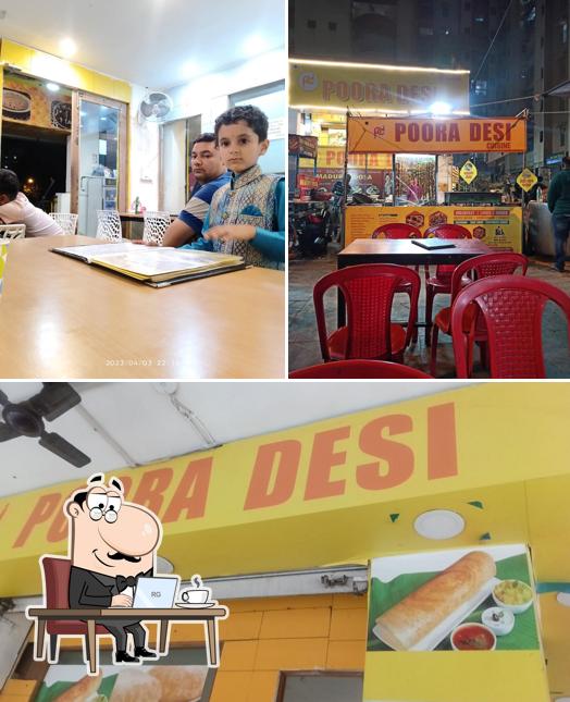 The picture of interior and food at Poora Desi Cuisine