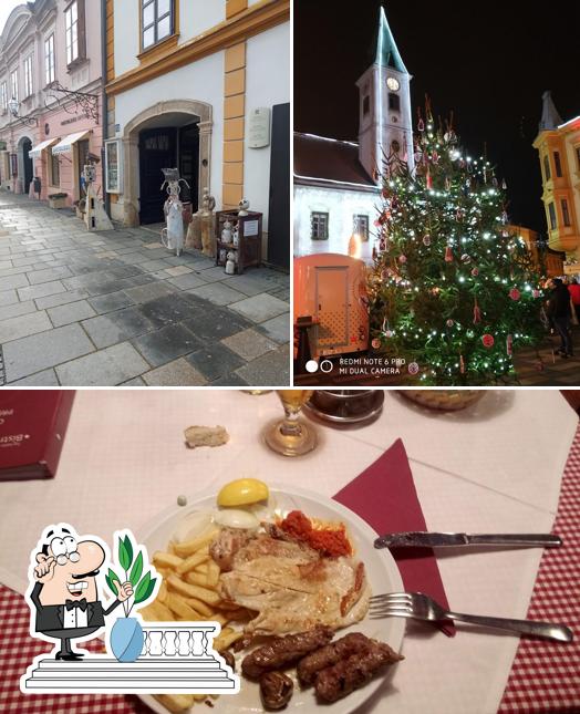 Questa è la foto che mostra la esterno e cibo di Bistro Kula Varaždin