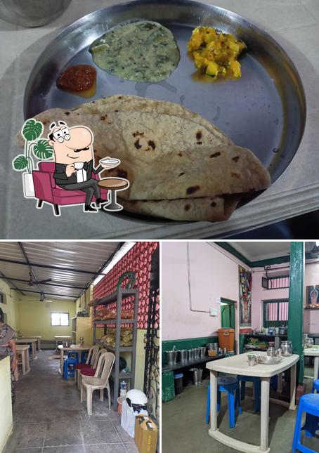 This is the image showing interior and food at Sri Annapurna Mess