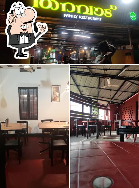 The interior of Tharavadu Family Restaurant