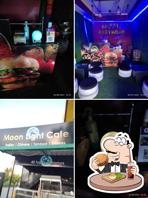 Order a burger at The Moonlight Cafe