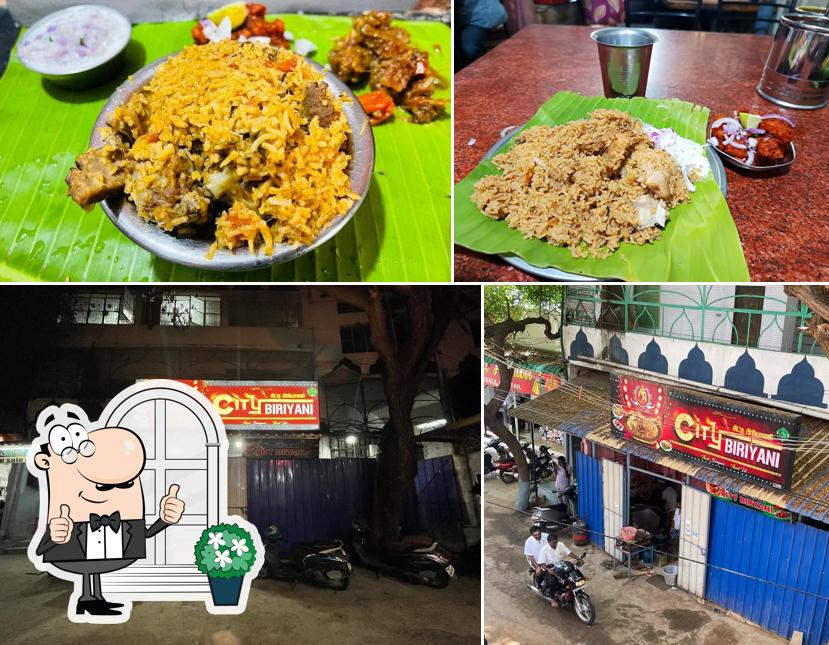The photo of exterior and food at City Biriyani