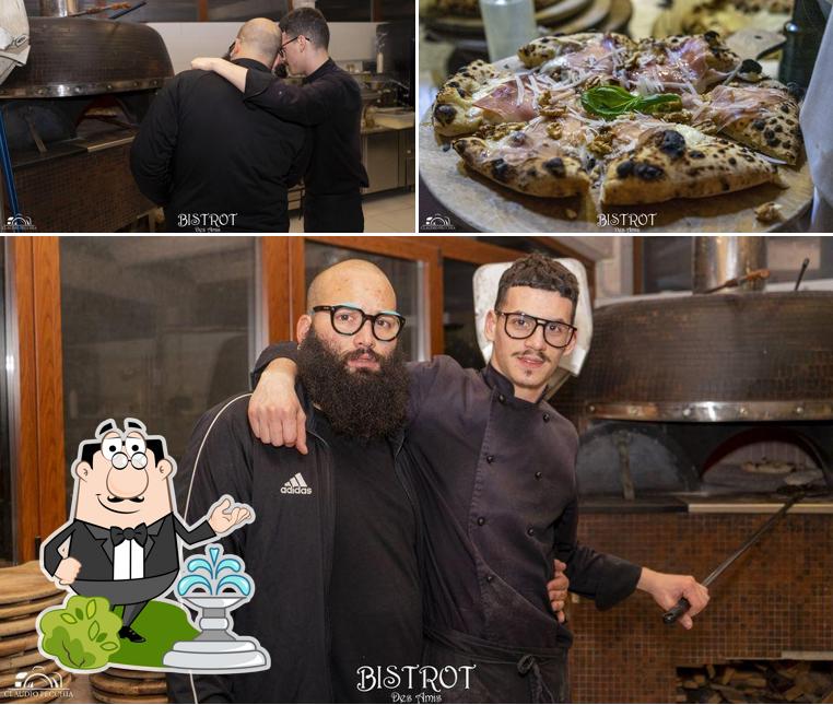 Questa è la foto che mostra la esterno e cibo di Bistrot des amis