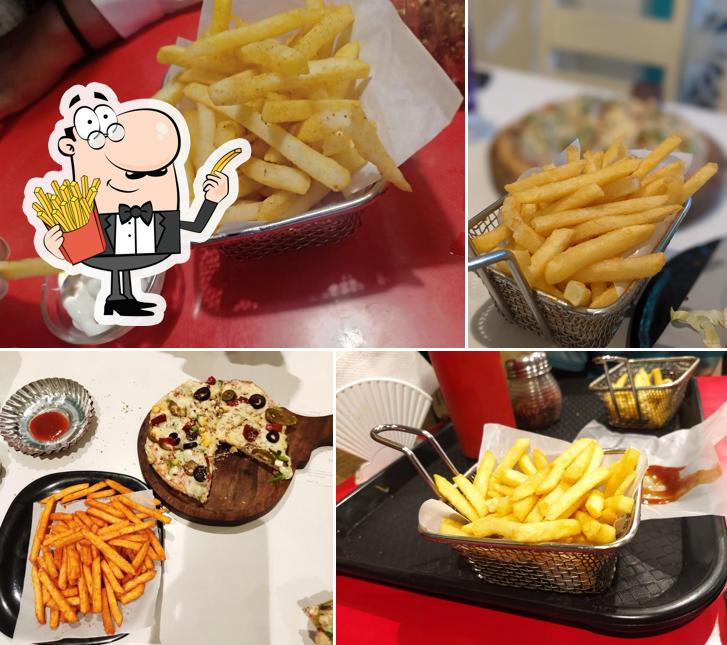 Order fries at The Cheesy Bond Cafe