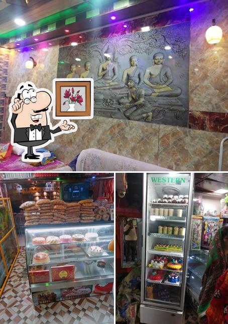 This is the image displaying interior and food at Bvs Bakeary &Ice Cream Parlour
