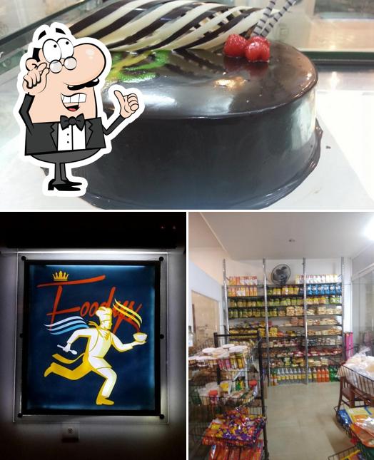 This is the picture showing interior and beverage at Crown Bakery