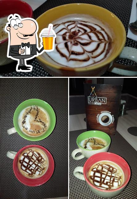 Enjoy a beverage at The Urban Hub Cafe