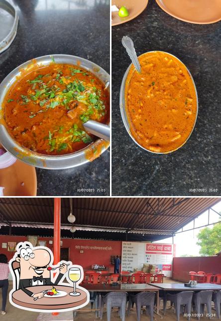 The image of food and interior at Hotel Sai Pure Vegetarian