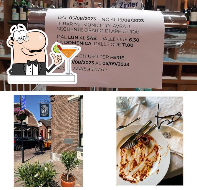 Dai un’occhiata alla foto che mostra la bevanda e esterno di Snack Bar Trattoria Al Municipio