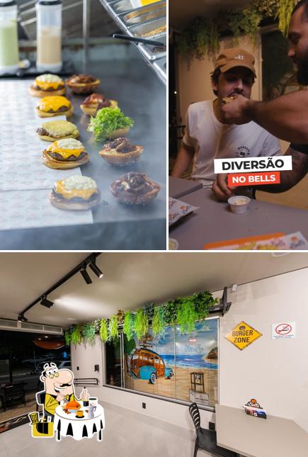 A comida e exterior do restaurante