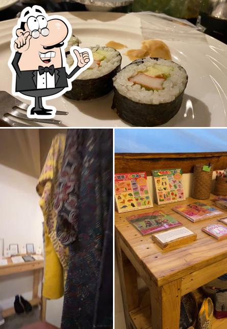 Take a look at the photo displaying interior and sushi at Endiapan Japanese Store