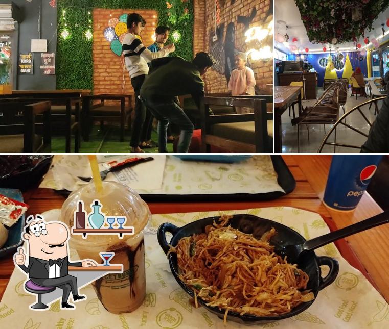 The restaurant's interior and food