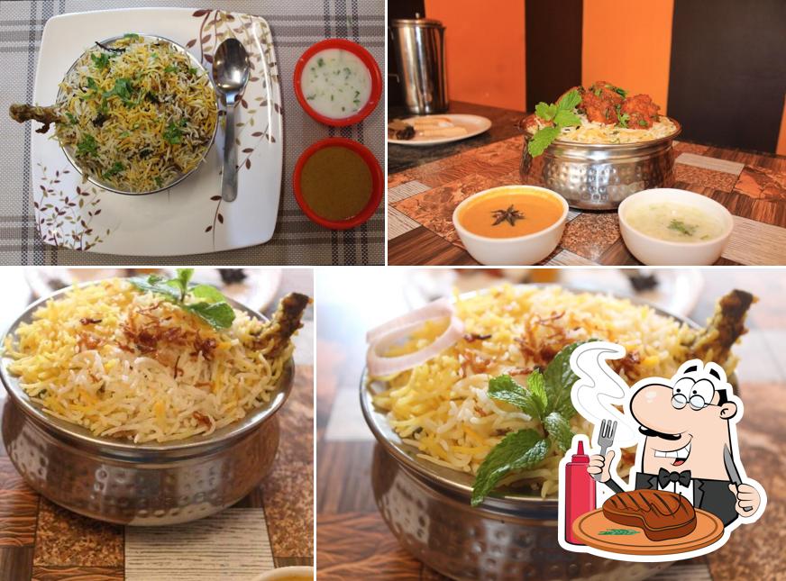 Order meat dishes at Andhra Bites