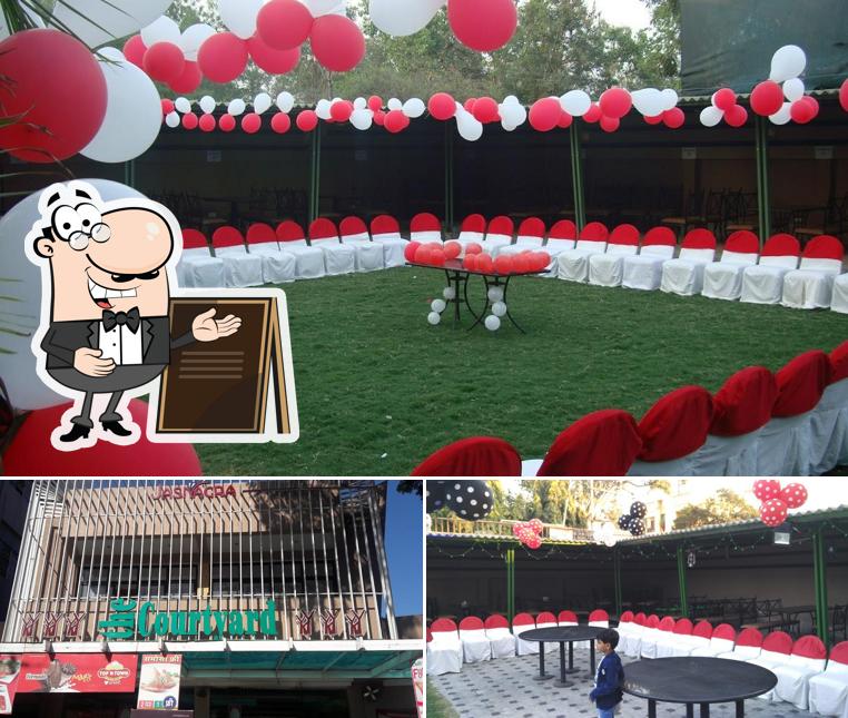 Check out how Hotel courtyard veg and nonveg looks outside