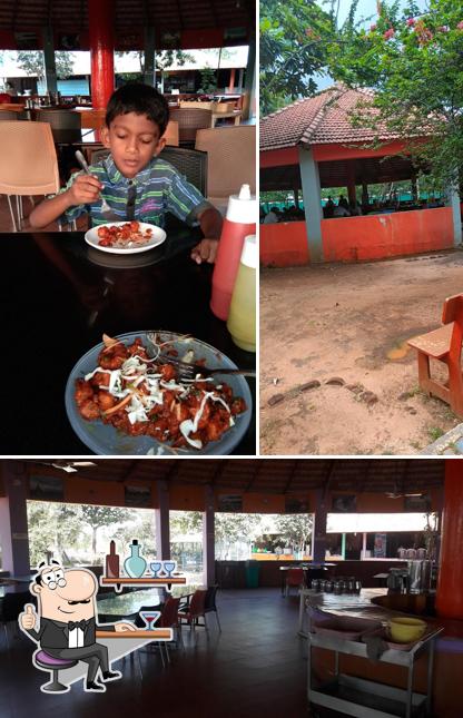 The interior of J.K.S North Indian Restaurant Koppal