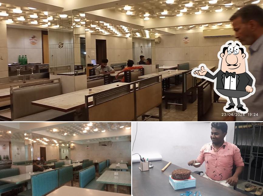 The restaurant's interior and food