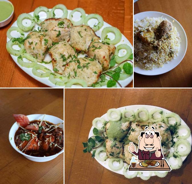 Meat dishes are available at Enamiah Restaurant & Caterer