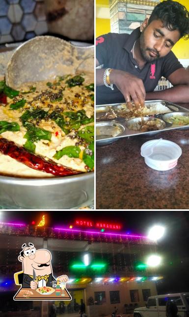 This is the picture showing food and exterior at HOTEL HARAMANI