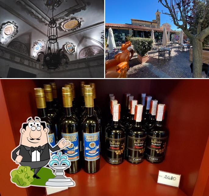 Tra le varie cose da Enoteca Regionale del Barolo si possono trovare la esterno e cibo