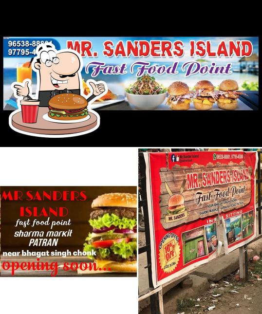 Order a burger at Mr. Sanders Island