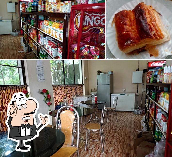 This is the picture displaying interior and food at Ruchi Bakery And Stores