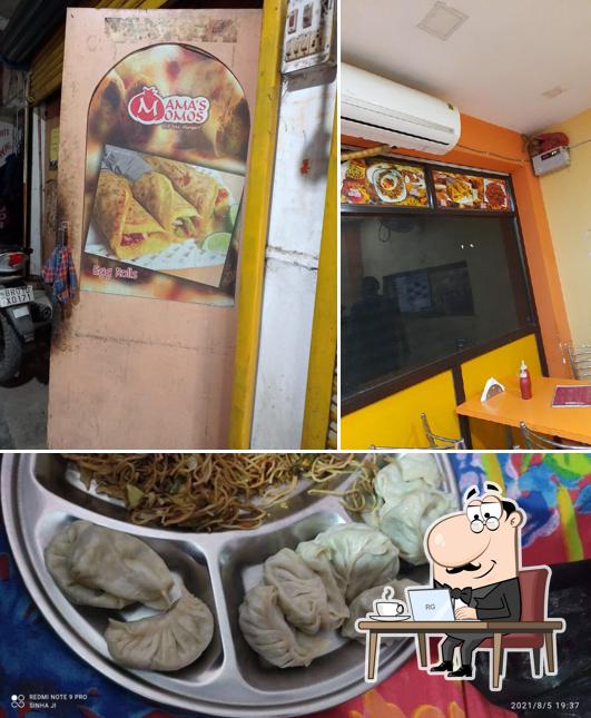 The picture of interior and food at Mama's Momos