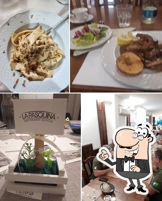 Questa è la immagine che presenta la interni e cibo di La Pasquina