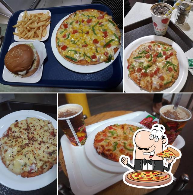 At Heavens Pizza and Cafe, you can get pizza