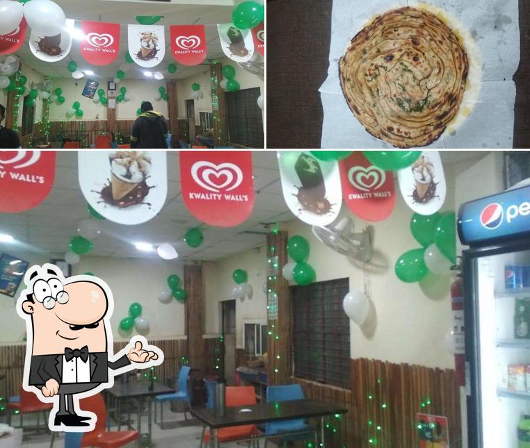 This is the picture depicting interior and food at Food Square