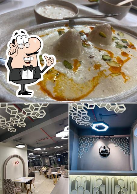 Take a look at the photo showing interior and beverage at 1thar restaurant