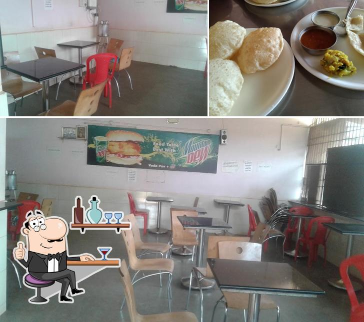 The restaurant's interior and food
