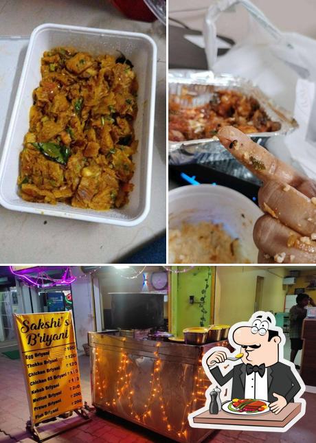 Take a look at the image showing food and interior at Sai Sakshi Bhavan