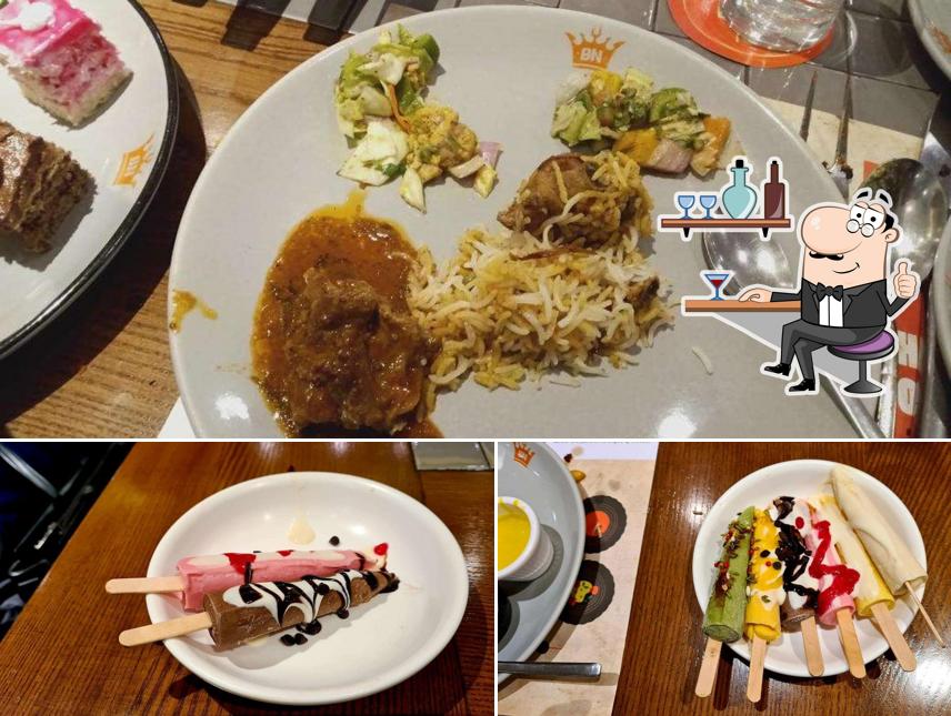 Take a seat at one of the tables at Barbeque Nation