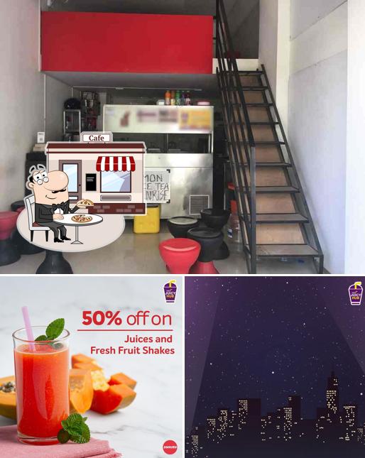Check out the photo displaying exterior and beverage at The Juicy Hub