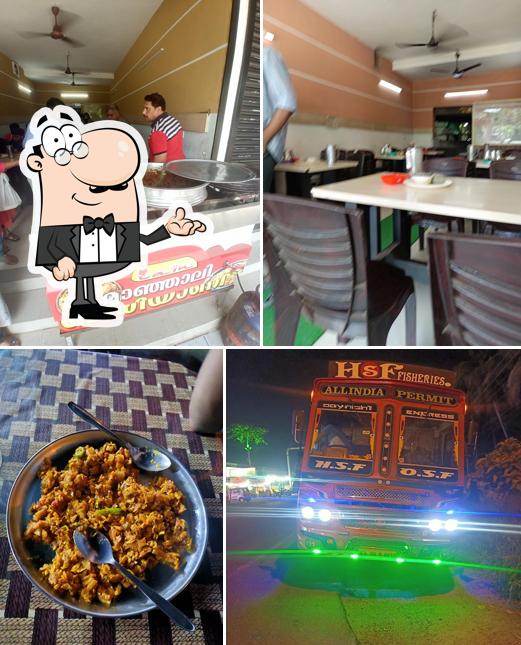 The interior of Manjali Biriyani House മാഞ്ഞാലി ബിരിയാണി ഹൗസ്