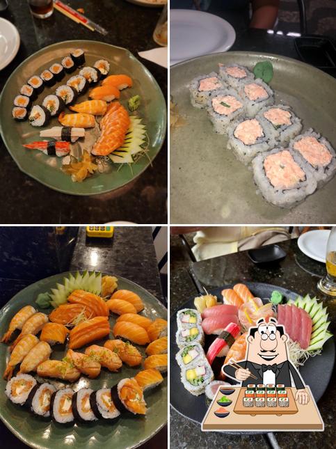 Rolos de sushi são servidos no Sushi Barra