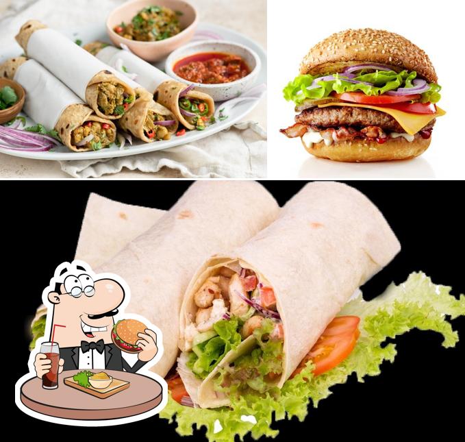Get a burger at fill up cafe & bakes