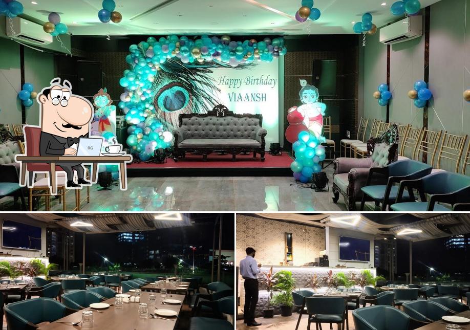 Take a seat at one of the tables at Oak seasons restro and banquet