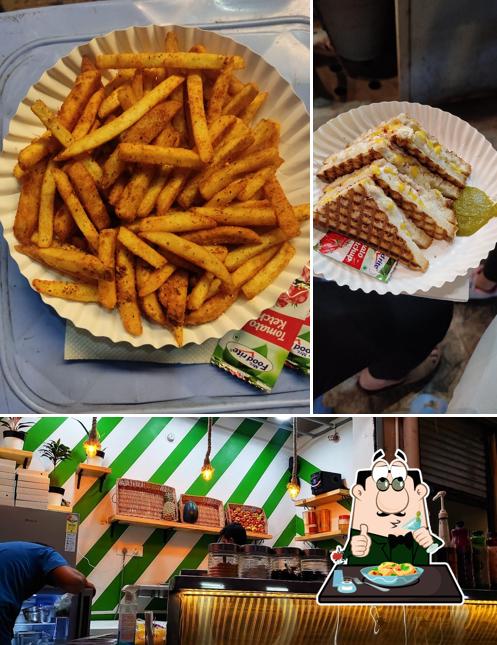 This is the picture depicting food and interior at Sandwich & Co