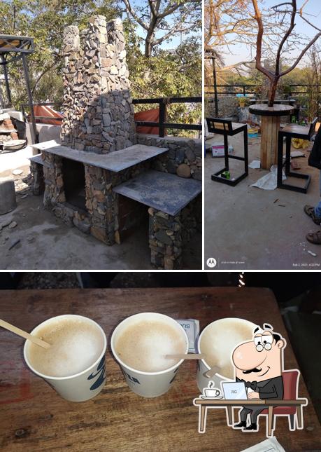 This is the picture showing interior and food at Beans n Burger