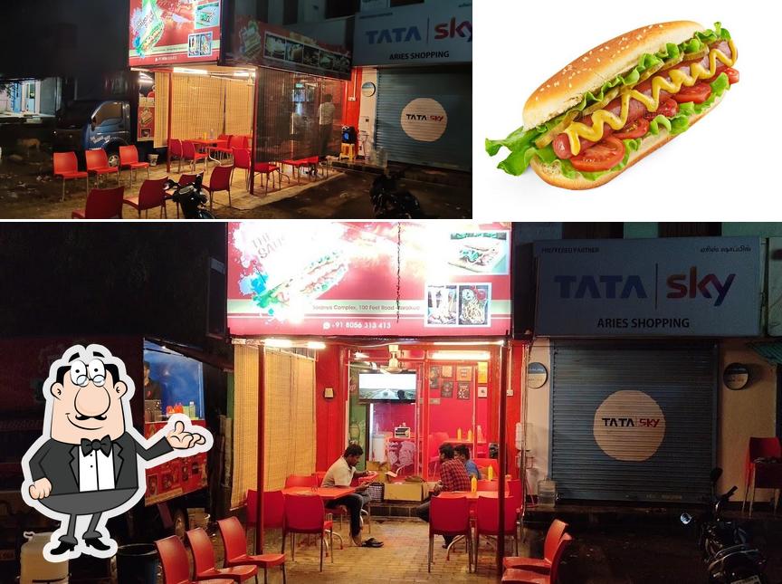 Among various things one can find interior and food at The Sausage Shop