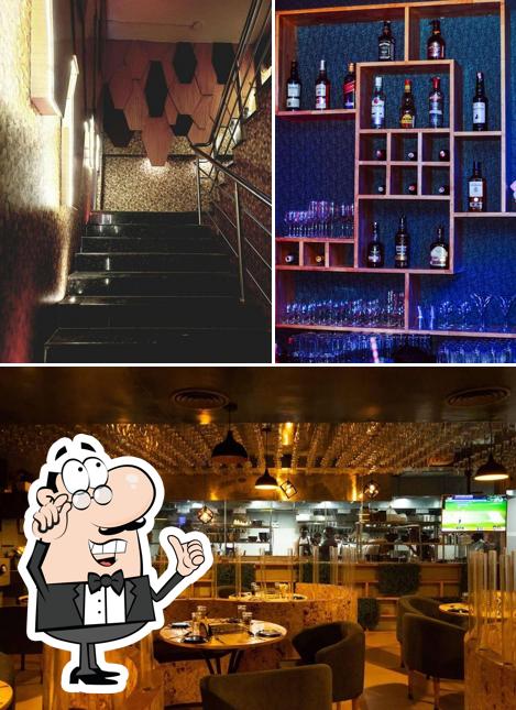 The restaurant's interior and wine