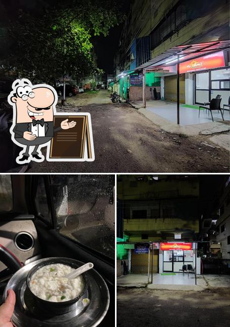 Check out the image showing exterior and food at Mr. Chow’s