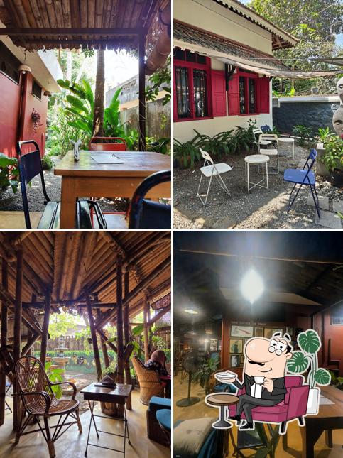 Take a seat at one of the tables at Cafe Sarwaa