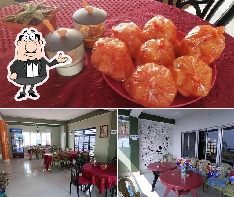 This is the photo depicting interior and food at Mamu's restaurant