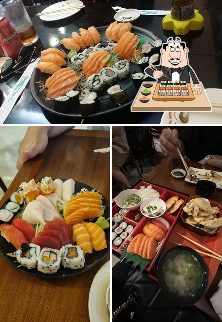 Escolha diferentes opções de sushi